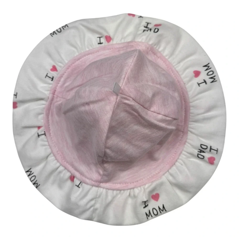 I Love Mom I Love Dad Baby Bucket Hat Sun Hat Kids Cotton Blend Pink White 294
